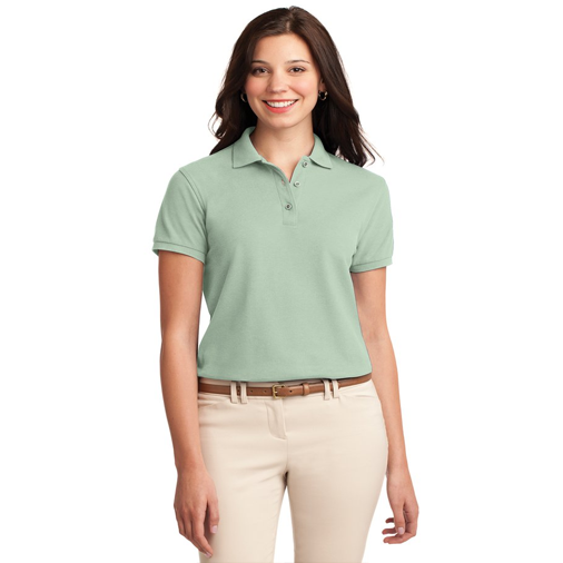 L500 Ladies Silk Touch Polo with custom embroidery"
