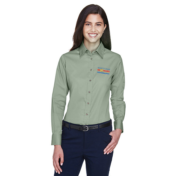 Marty Kiar Broward County Property Appraiser Ladies' Easy Blend™ Long-Sleeve Twill Shirt with Stain-Release (M500W