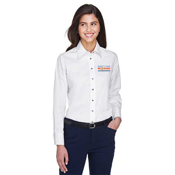 Marty Kiar Broward County Property Appraiser Ladies' Easy Blend™ Long-Sleeve Twill Shirt with Stain-Release (M500W