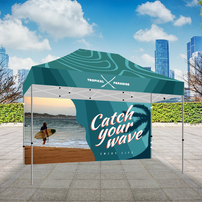 10x15 Premium Tent w/ Full Color Canopy and Back Wall