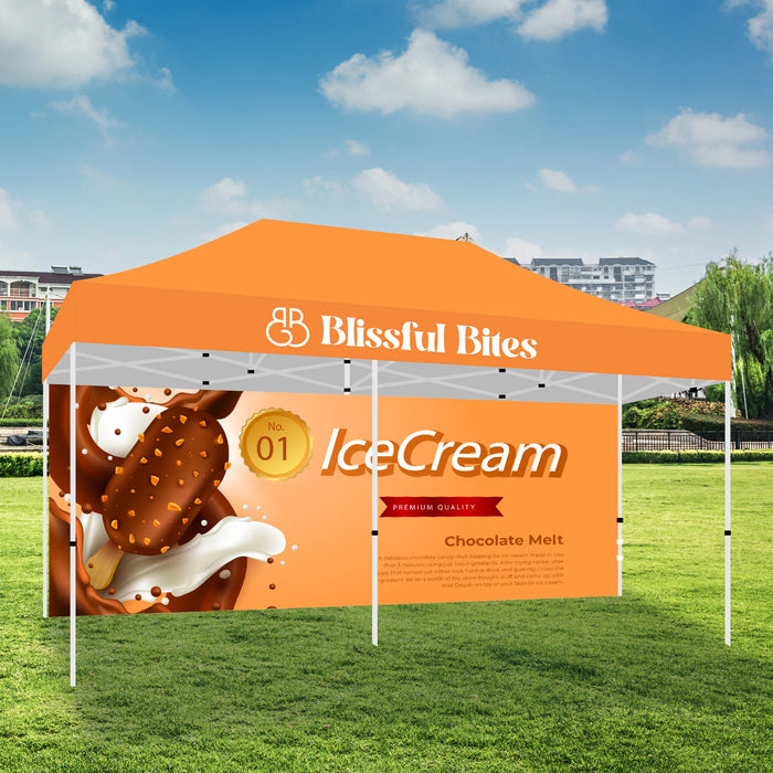 10x20 Premium Tent w/ Full Color Canopy and Back Wall