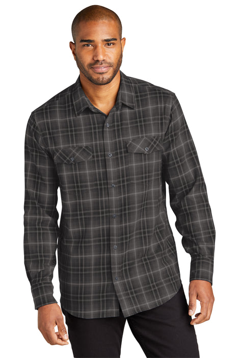 W672 Port Authority® Long Sleeve Ombre Plaid Shirt