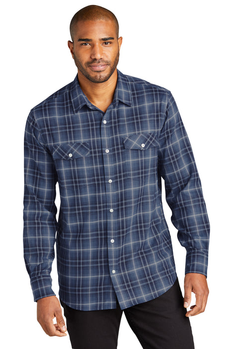 W672 Port Authority® Long Sleeve Ombre Plaid Shirt