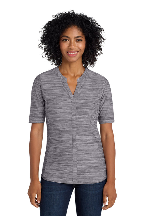 LK583 Port Authority ® Women's Stretch Heather Open Neck Top
