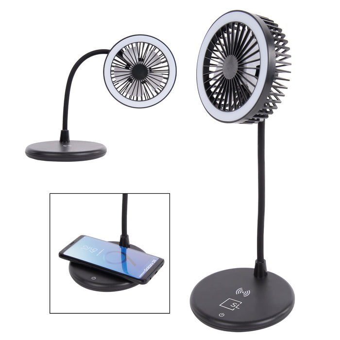 25008 Desktop Fan With Ring Light & Wireless Charger