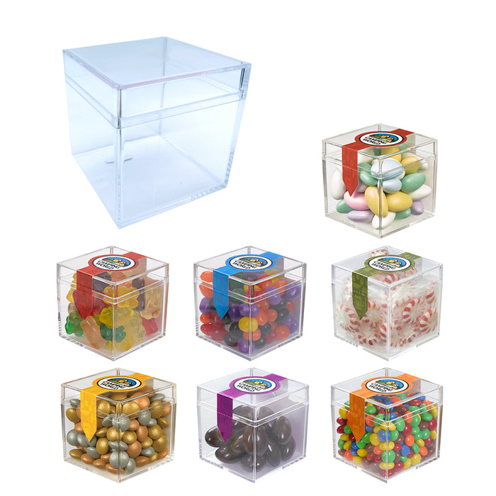 CUBE-CANDY Cube Shaped Acrylic Container With Candy