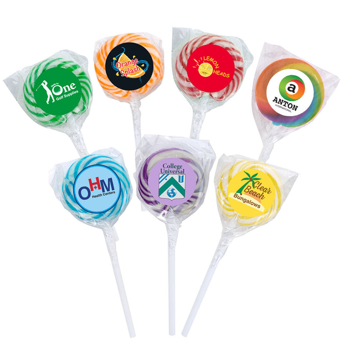 SWIRLPOP1 Swirl Lollipop with Round Label