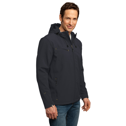 J706 Port Authority® Textured Hooded Soft Shell Jacket