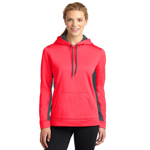LST235 Sport-Tek® Ladies Sport-Wick® Fleece Colorblock Hooded Pullover