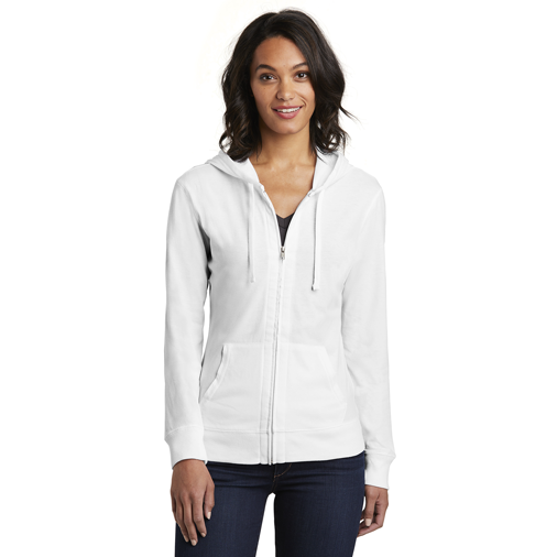 DT2100 District® Women’s Fitted Jersey Full-Zip Hoodie