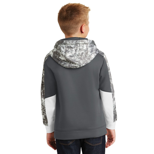 YST231 Sport-Tek® Youth Sport-Wick® Mineral Freeze Fleece Colorblock Hooded Pullover