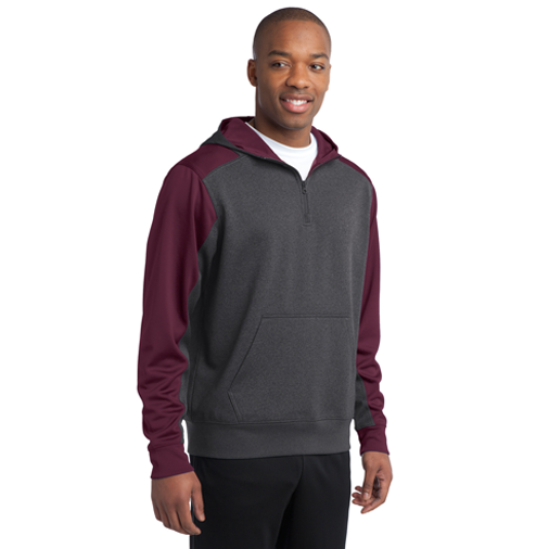 ST249 Sport-Tek® Tech Fleece Colorblock 1/4-Zip Hooded Sweatshirt