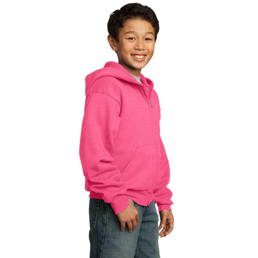 PC90YZH Port & Company® - Youth Core Fleece Full-Zip Hooded Sweatshirt