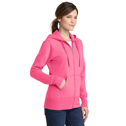 LPC78ZH Port & Company® Ladies Core Fleece Full-Zip Hooded Sweatshirt