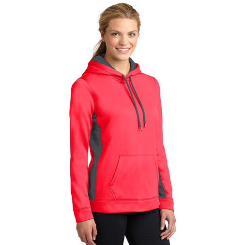 LST235 Sport-Tek® Ladies Sport-Wick® Fleece Colorblock Hooded Pullover
