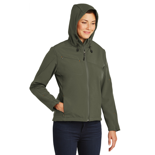 L706 Port Authority® Ladies Textured Hooded Soft Shell Jacket