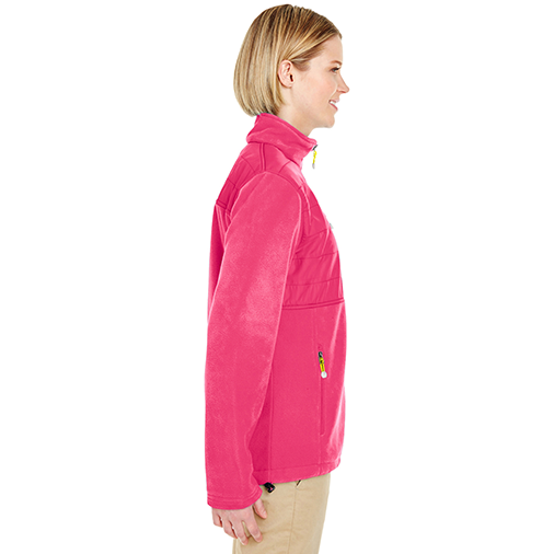 8493 UltraClub Ladies' Fleece Jacket with Quilted Yoke Overlay