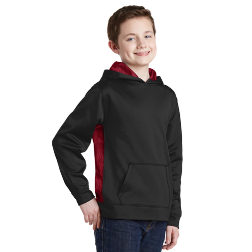 YST239 Sport-Tek® Youth Sport-Wick® CamoHex Fleece Colorblock Hooded Pullover