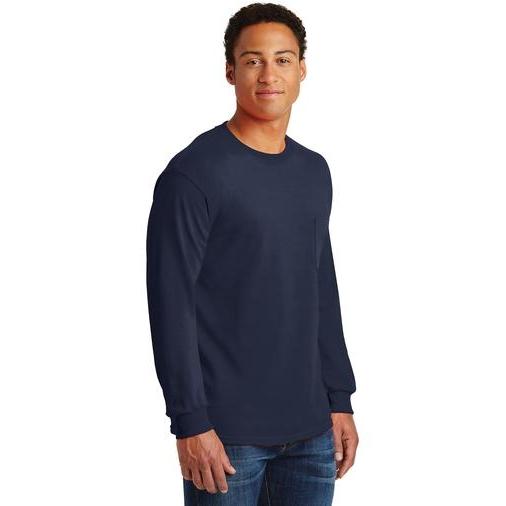 2410 Gildan® - Ultra Cotton® 100% Cotton Long Sleeve T-Shirt with Pocket